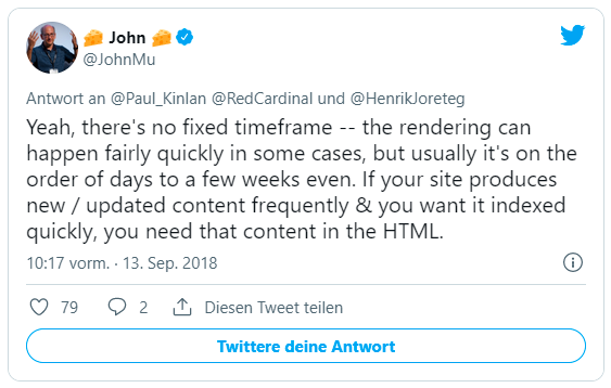 John Müller twittert über das Rendering von JavaScript.